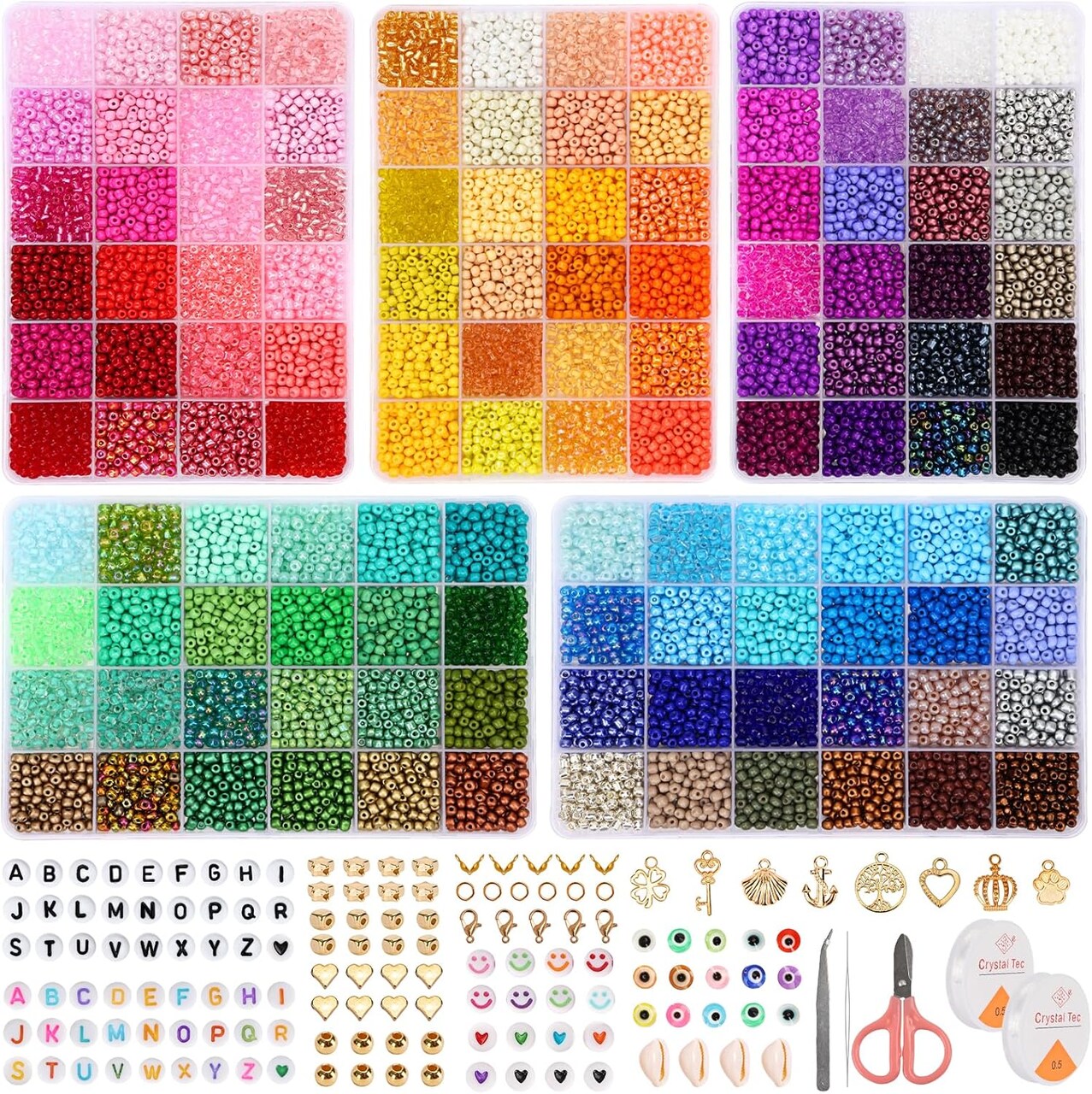 120 Colors Friendship Bracelet Kit 4mm Glass Seed Beads 15600pcs Beads 1 x 1 x 1 inches